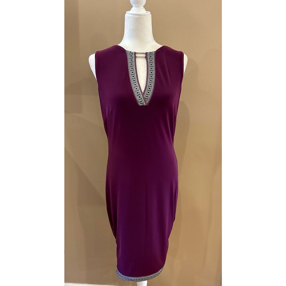 White House Black Market Burgundy Reversible Floral Dress, Size S
